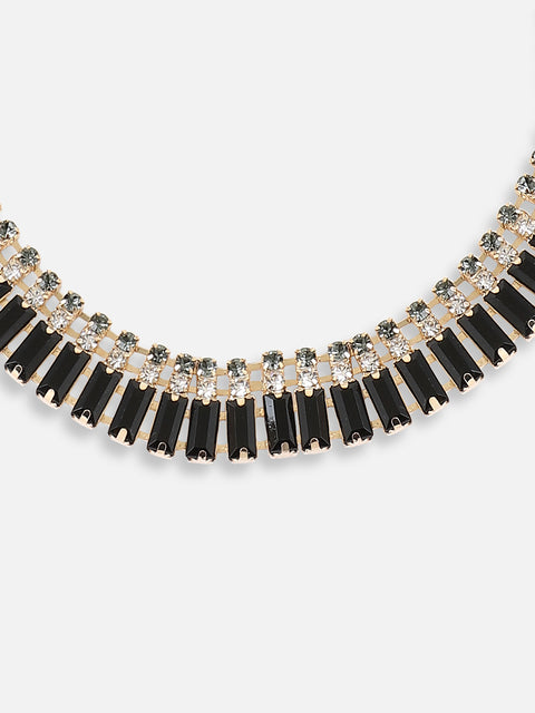 Gold Plated Designer Stone Party Necklace and Earring Set For Women