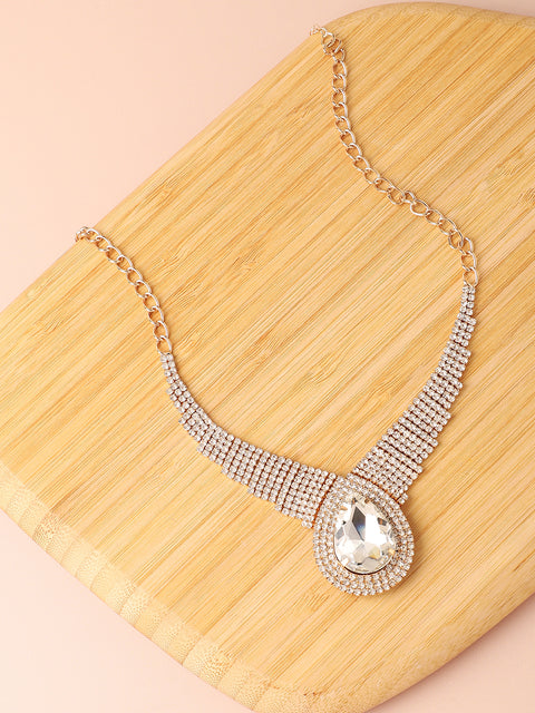 Silver Plated Designer Stone Party Necklace For Women
