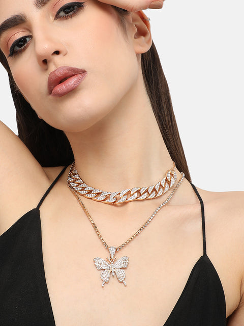 Gold Plated Designer Stone Casual Necklace For Women