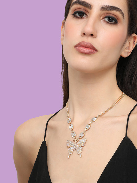 Gold Plated Designer Stone Casual Necklace For Women