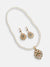 Gold Plated Pearls Party Necklace and Earring Set For Women