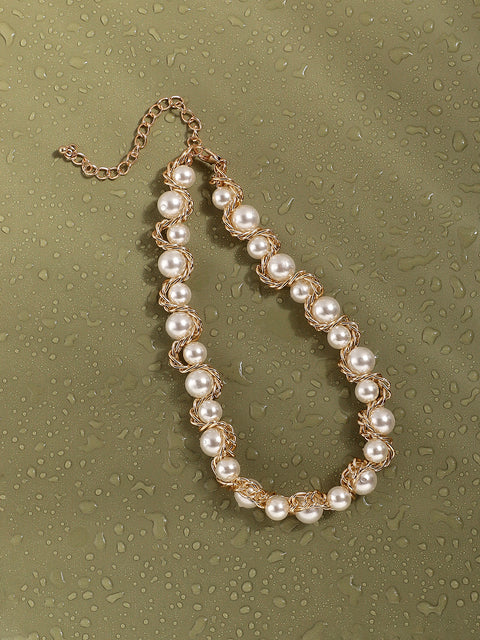 GOLD PLATED DESIGNER PARTY NECKLACE FOR WOMEN