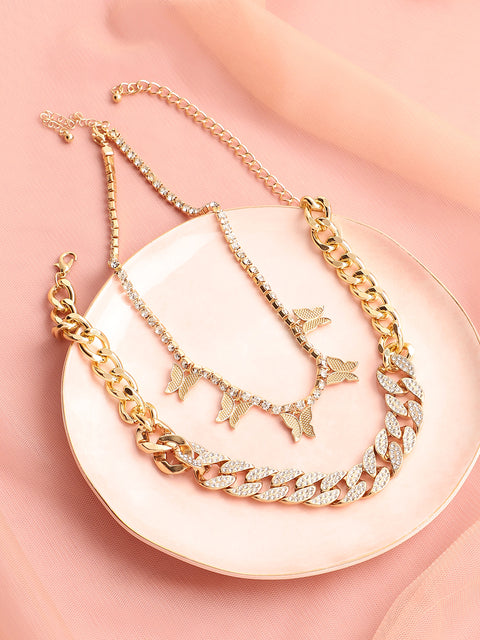 Gold Plated Designer Stone Casual Necklace For Women