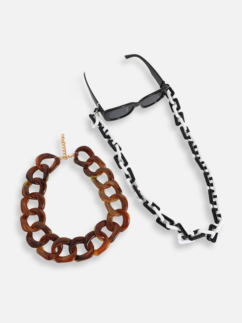Pack Of Contemporary Sunglass Chain & Chain Necklace 