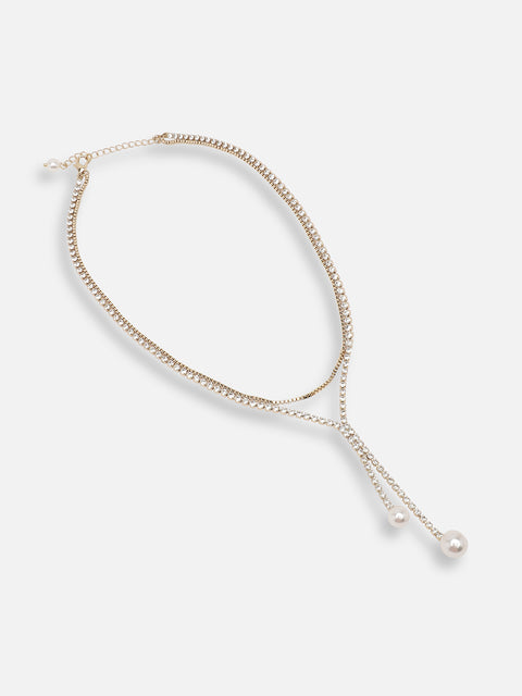 SILVER PLATED PARTY DESIGNER STONE LAYERED NECKLACE FOR WOMEN
