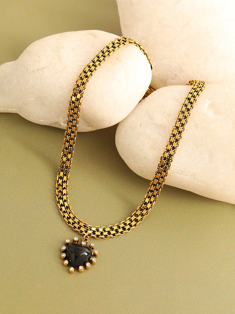 GOLD PLATED PARTY DESIGNER STONE PENDANT NECKLACE FOR WOMEN