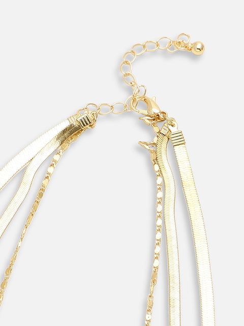 GOLD PLATED CASUAL PEARLS LAYERED NECKLACE FOR WOMEN