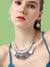 SILVER PLATED DESIGNER STONE NECKLACE AND EARRING SET