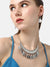 SILVER PLATED DESIGNER STONE NECKLACE AND EARRING SET