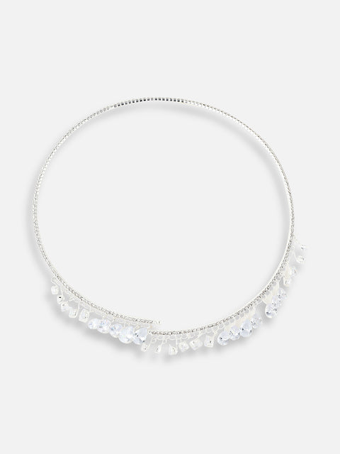 SILVER PLATED DESIGNER STONE NECKLACE