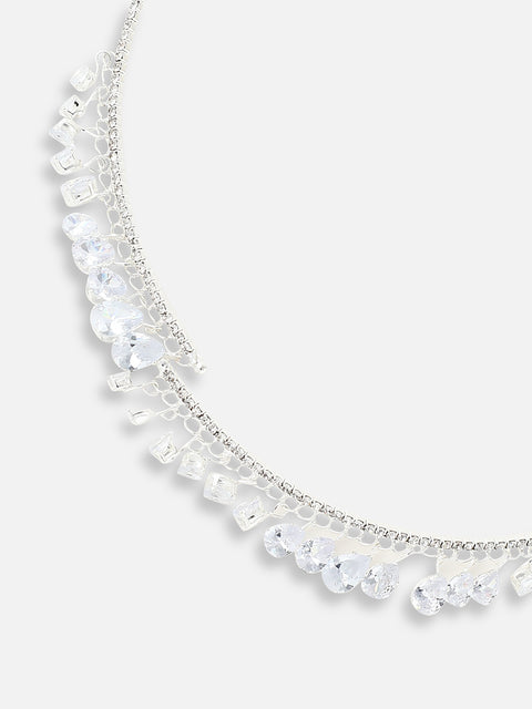 SILVER PLATED DESIGNER STONE NECKLACE