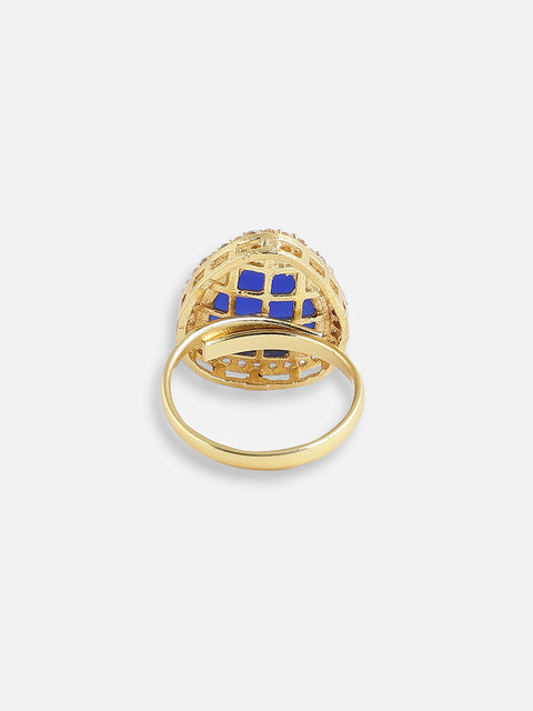 GOLD PLATED DESIGNER STONE RING