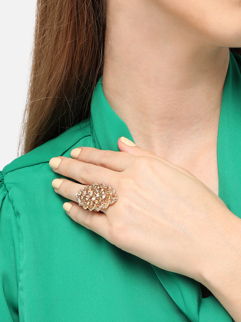 GOLD PLATED PARTY DESIGNER STONE RING FOR WOMEN