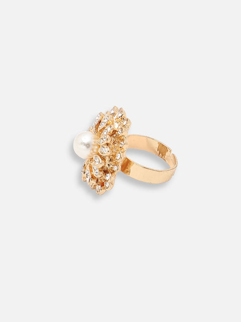 GOLD PLATED PARTY DESIGNER STONE RING FOR WOMEN