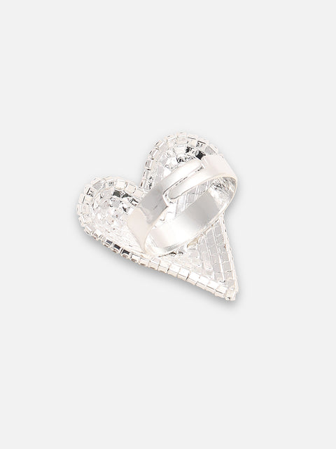 SILVER PLATED PARTY DESIGNER STONE RING FOR WOMEN