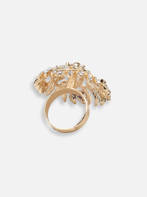 GOLD PLATED PARTY DESIGNER STONE RING FOR WOMEN