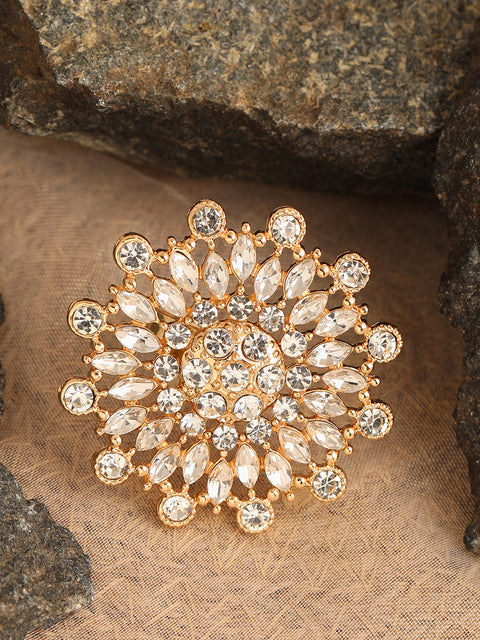 GOLD PLATED PARTY DESIGNER STONE RING FOR WOMEN