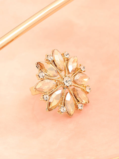 GOLD PLATED PARTY DESIGNER STONE RING FOR WOMEN