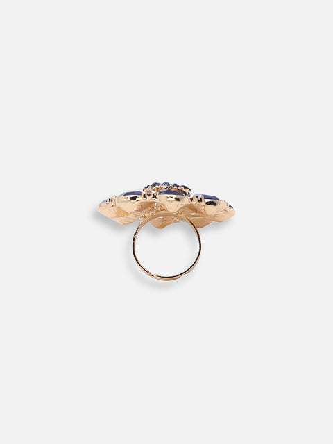 GOLD PLATED PARTY DESIGNER STONE RING FOR WOMEN