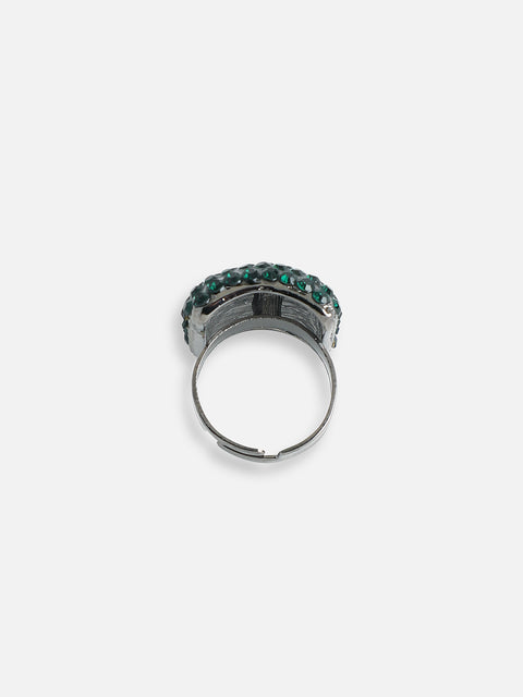 SILVER PLATED PARTY DESIGNER STONE RING FOR WOMEN