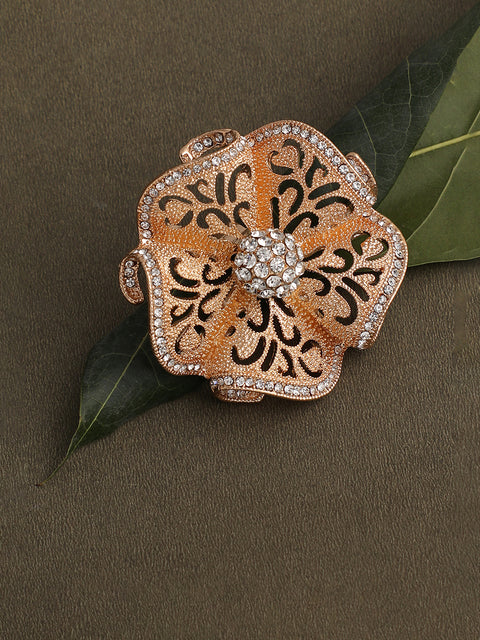GOLD PLATED PARTY DESIGNER STONE RING FOR WOMEN