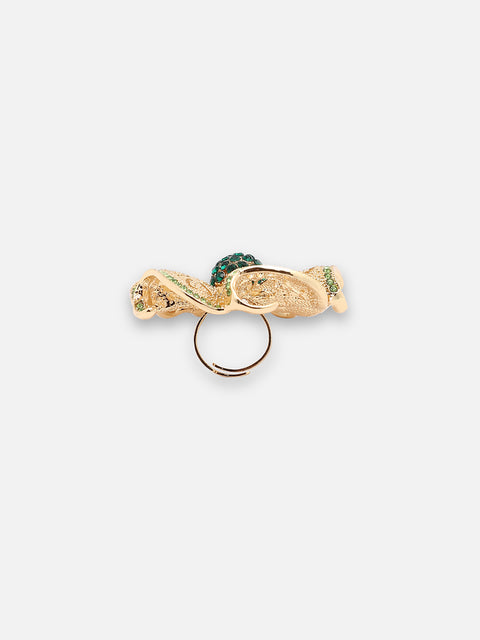 GOLD PLATED PARTY DESIGNER STONE RING FOR WOMEN