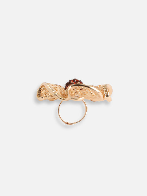 GOLD PLATED PARTY DESIGNER STONE RING FOR WOMEN