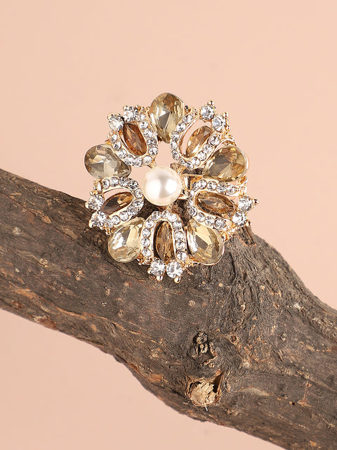GOLD PLATED PARTY DESIGNER STONE RING FOR WOMEN
