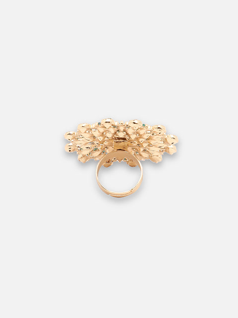 GOLD PLATED PARTY DESIGNER STONE RING FOR WOMEN