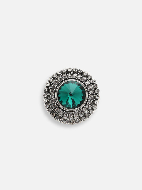 SILVER PLATED PARTY DESIGNER STONE RING FOR WOMEN