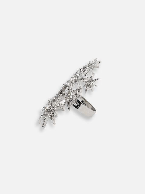 SILVER PLATED PARTY DESIGNER STONE RING FOR WOMEN