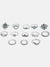 SOHI  SET OF 13 SILVER-PLATED FINGER RINGS